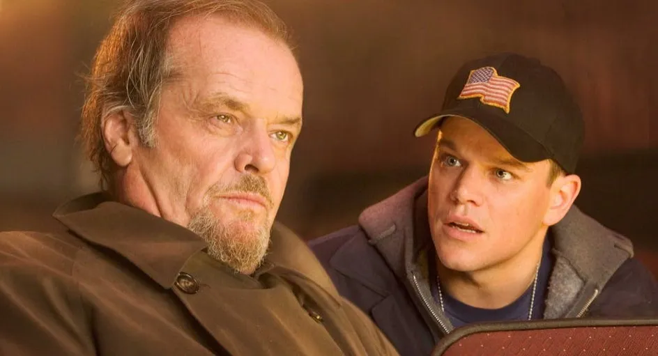 Jack Nicholson and Brad Pitt screenshot from The Departed
