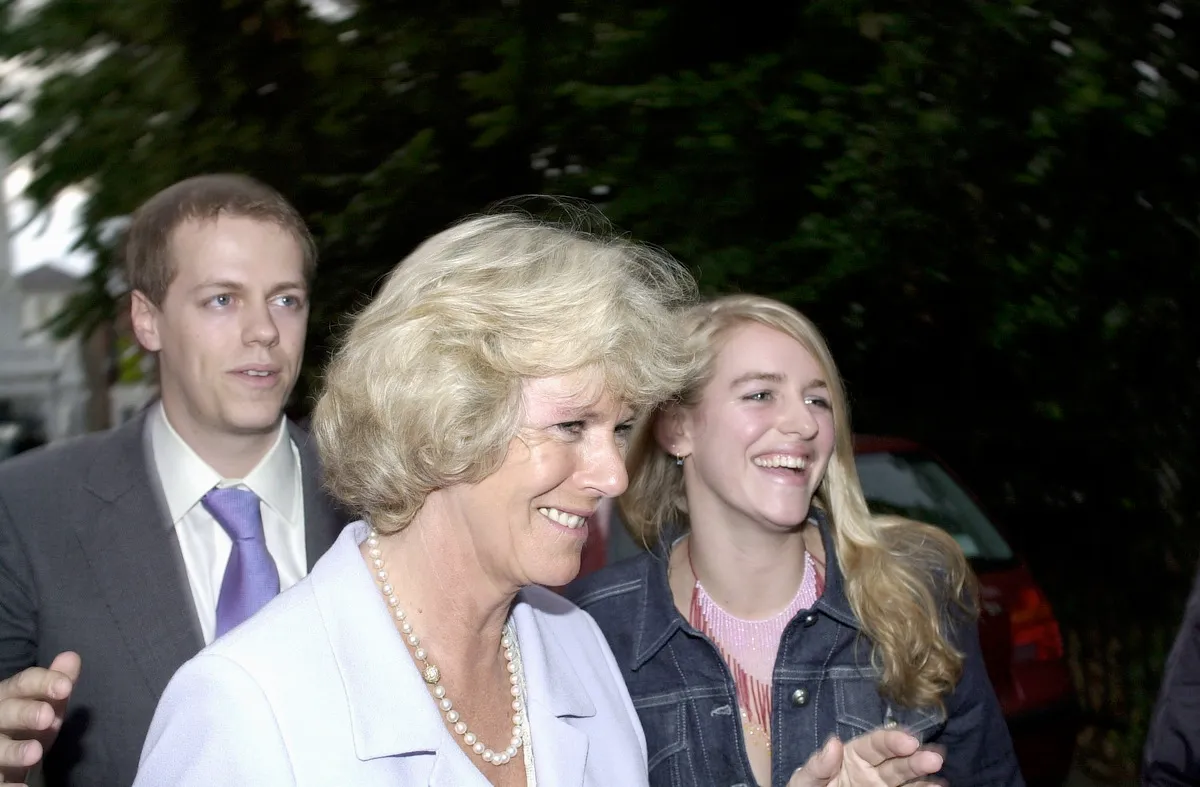 Camilla Parker-bowles With Her Son Tom And Daughter Laura Leaving David Frost's Party In Chelsea, London.