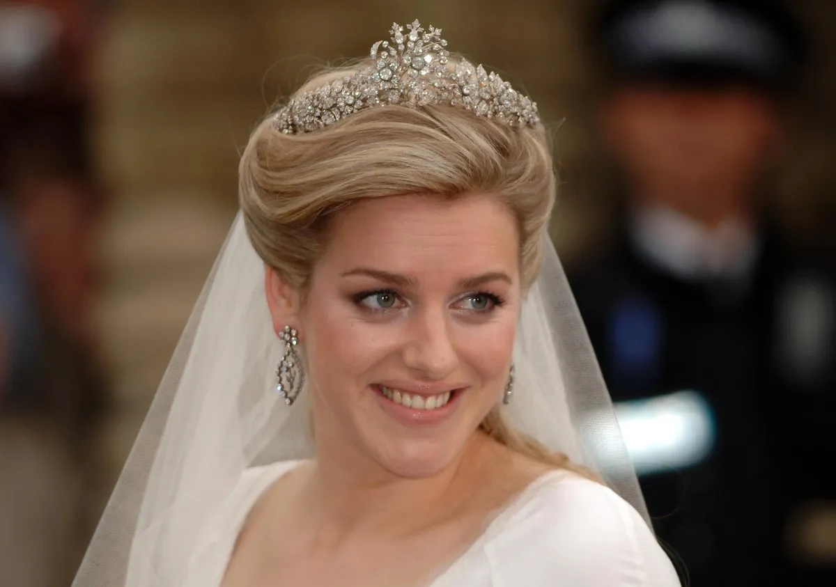 Laura Parker Bowles arrives for her wedding to Harry Lopes at St Cyriac's Church, Lacock on May 6, 2006 in Wiltshire, England.