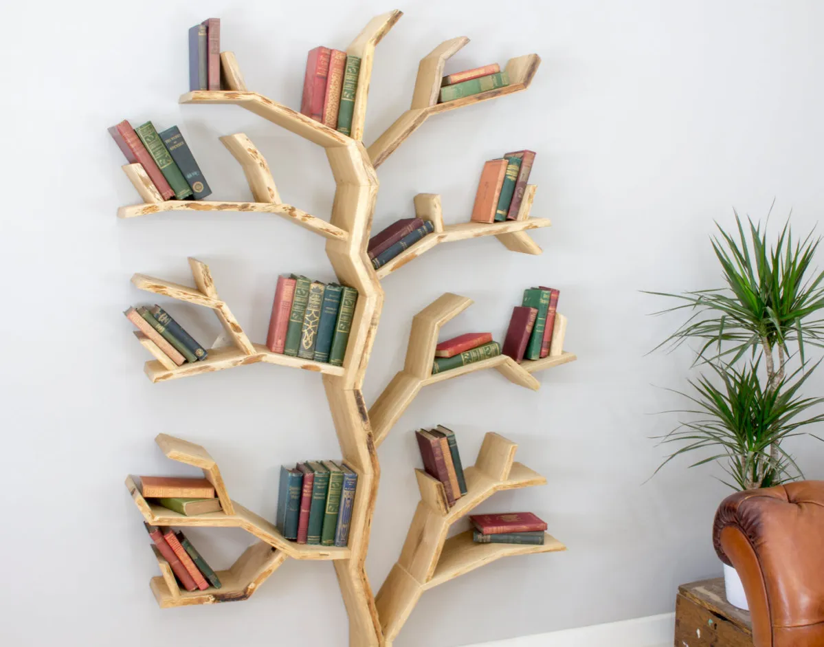 Tree bookshelf made out of elm