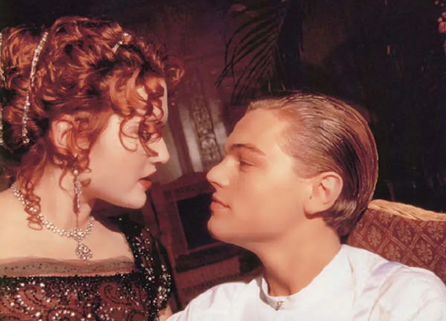 Scene from Titanic with Jack looking at Rose