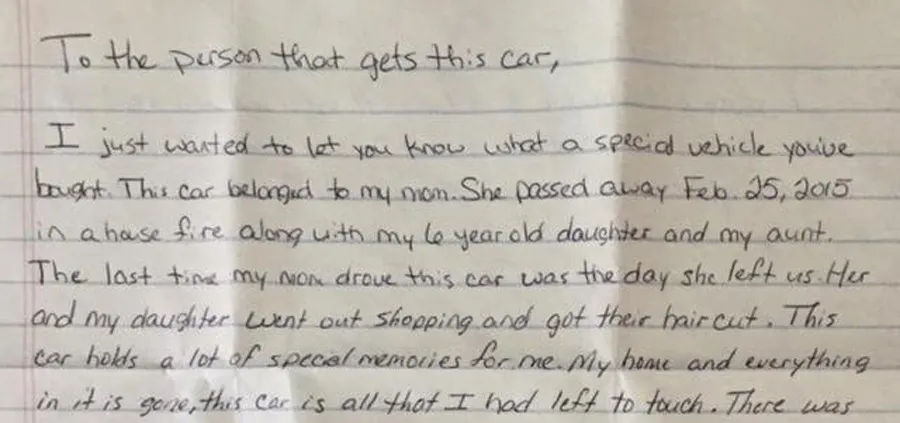 letter found in a ford fusion