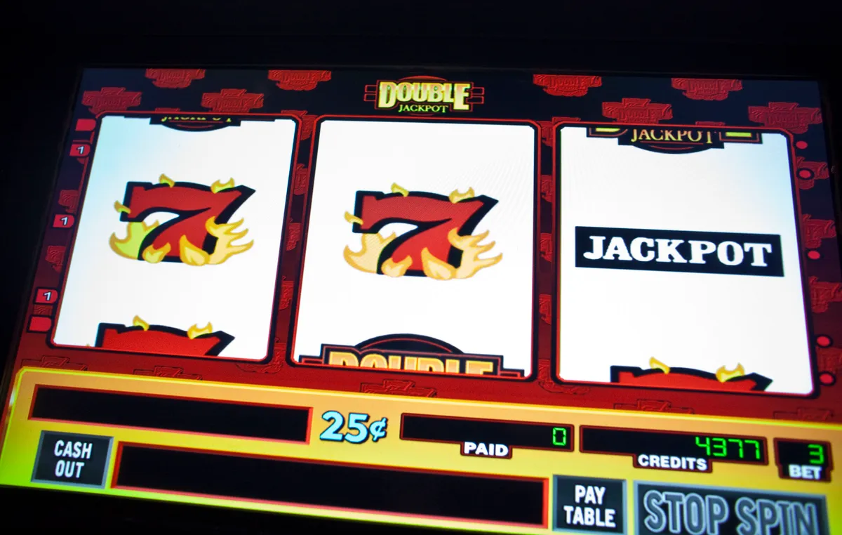 An electronic slot machine inside of Genting's new Resorts World New York casino