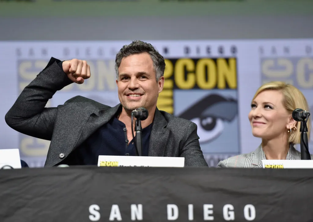 GettyImages-821076986 Actor Mark Ruffalo (L) and Cate Blanchett from Marvel Studios? ?Thor: Ragnarok' at the San Diego Comic-Con