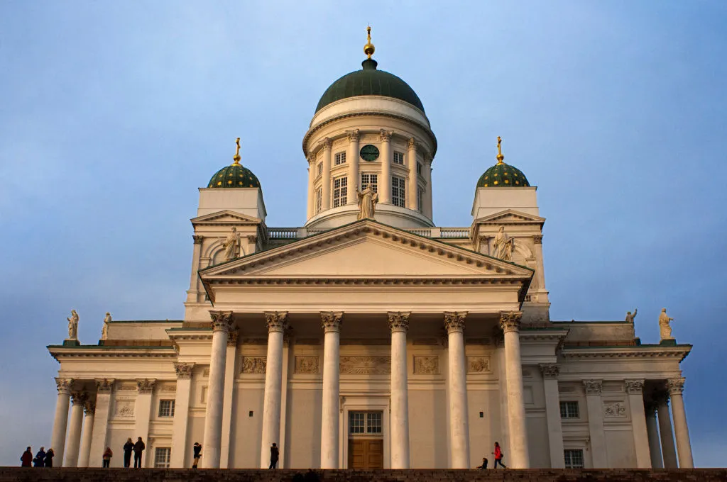 GettyImages-849886118 The Cathedral of Helsinki Finland. Helsingin tuomiokirkko or Helsinki Cathedral was built by Carl Engel Lugvig under Russian administration in 1850. 