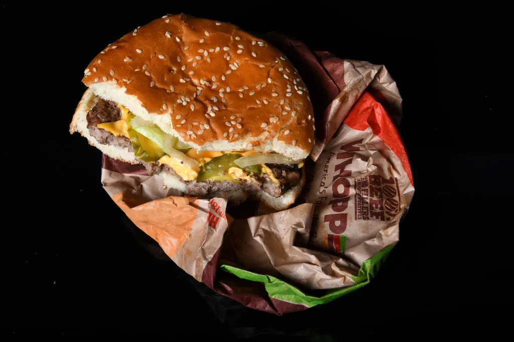 A Whopper from Burger King on wrapper