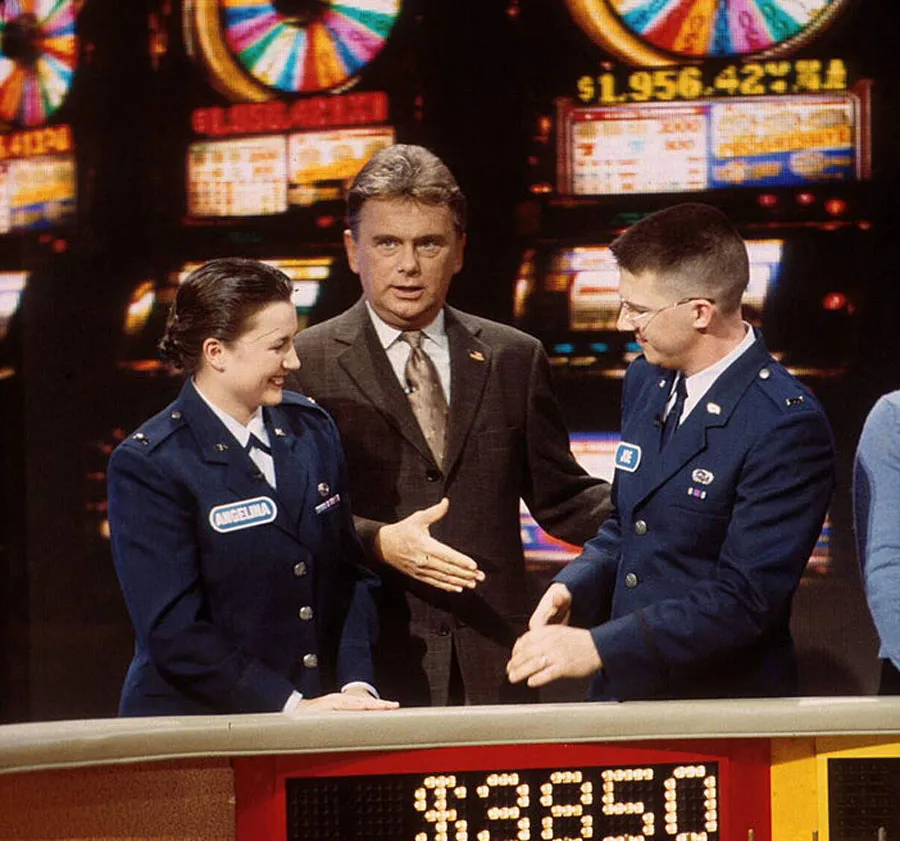  First Lt. Angelina Maguinness (L) and 2nd Lt. Joe Thompkins of the 547th Intelligence Squadron at Nellis Air Force Base, NV appeared on the television game show 