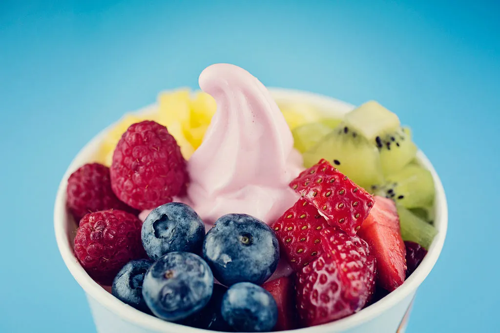 frozen yogurt with berries and other fruit