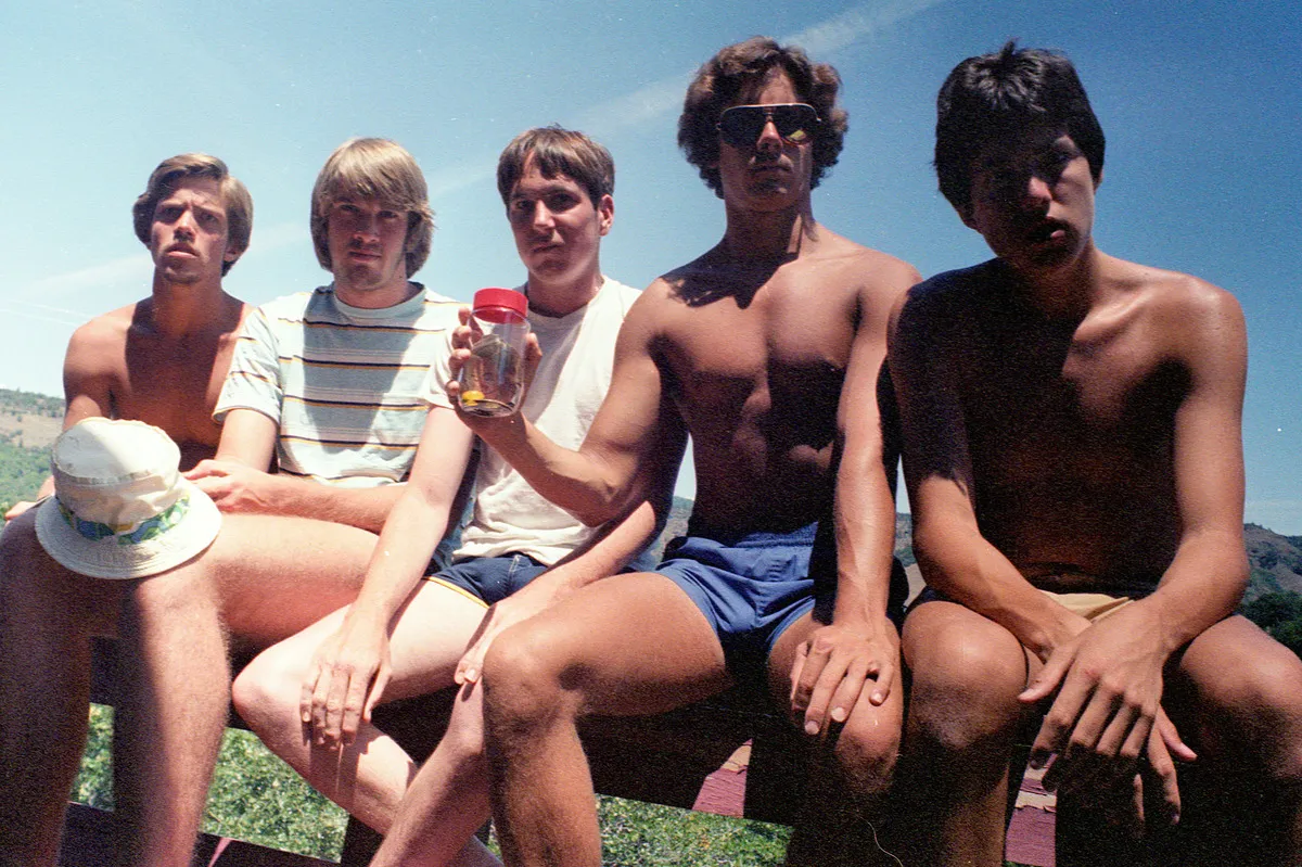 the five friends' first photograph in 1982