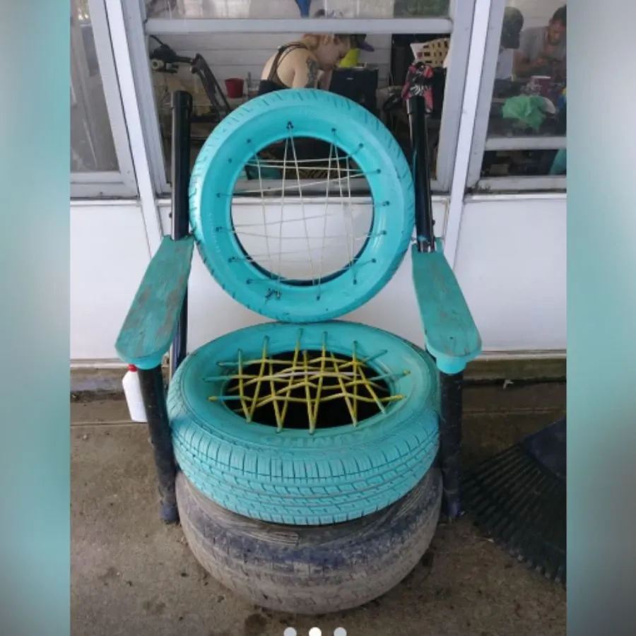 chair made of recycled tires