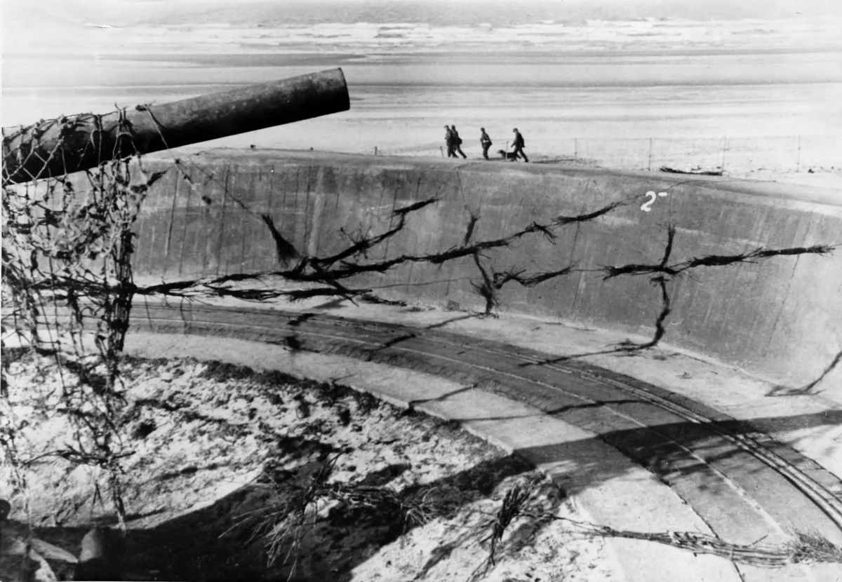 The Nazi propaganda image shows German Wehrmacht soldiers on the Atlantic Wall