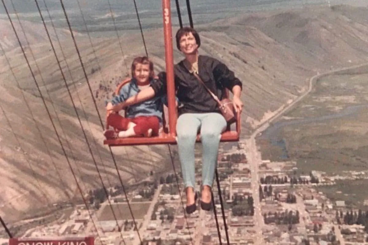 mom and son out for a gondola sky ride