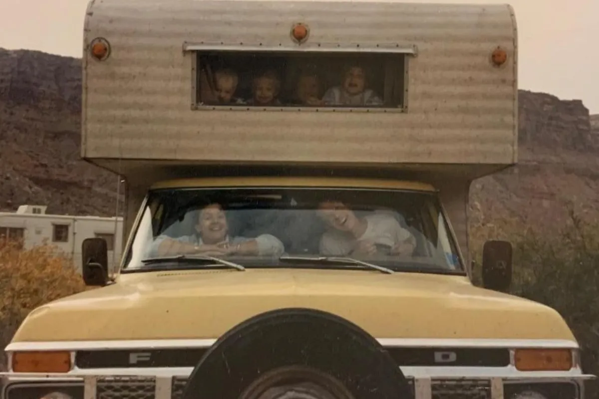 kids and parents in a winnebago