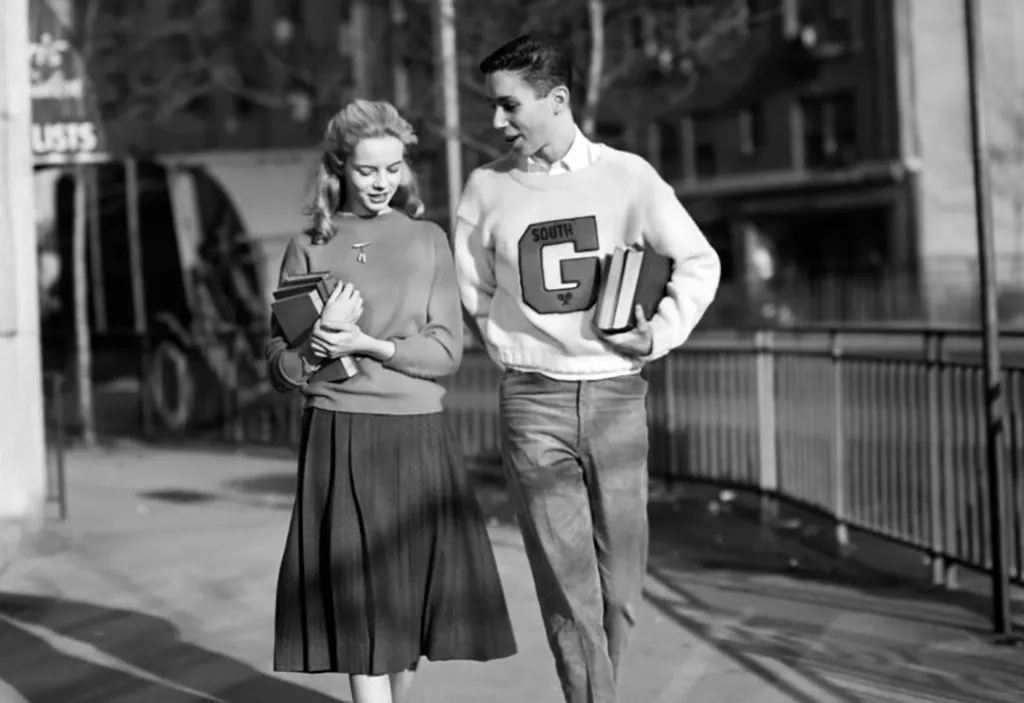 Boy and girl walking 