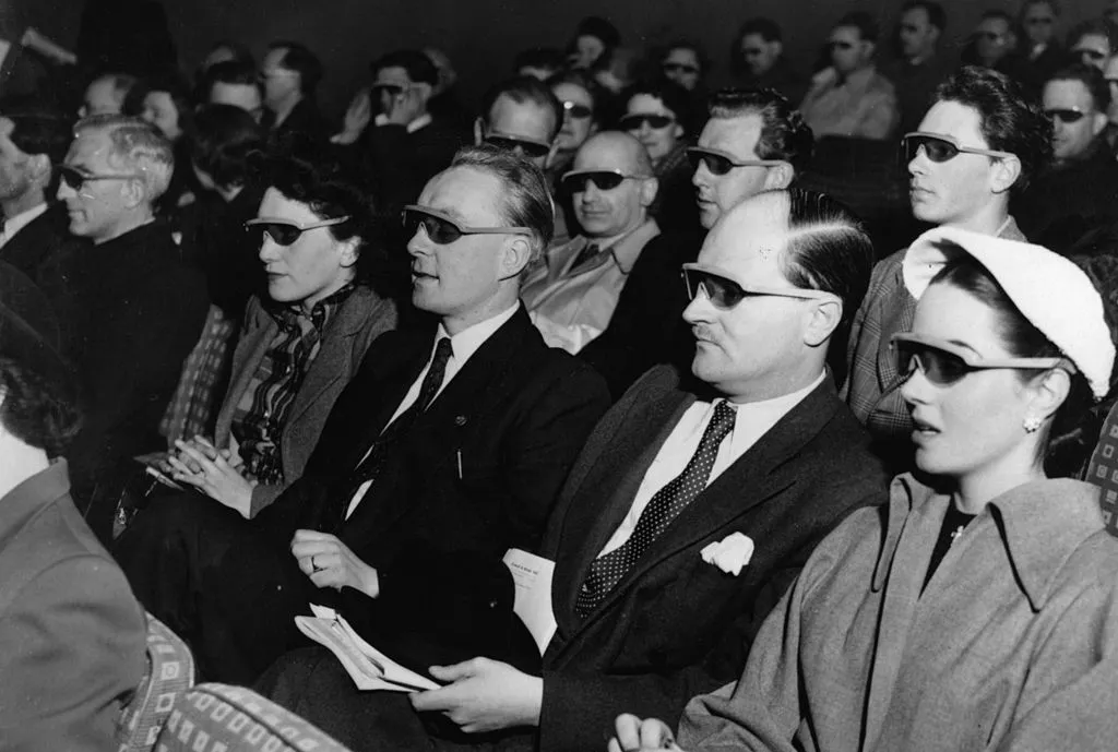 Audience wearing 3D glasses 