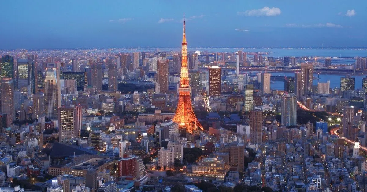 A general view of Tokyo Tower and the surrounding area 