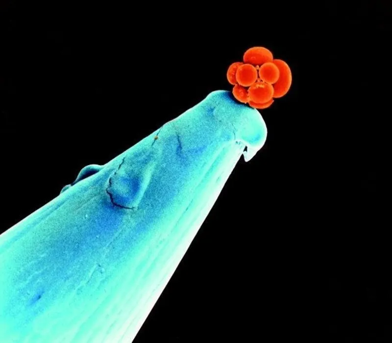 human embryo on the tip of a needle
