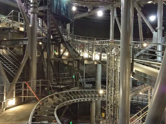 inside of space mountain with lights on