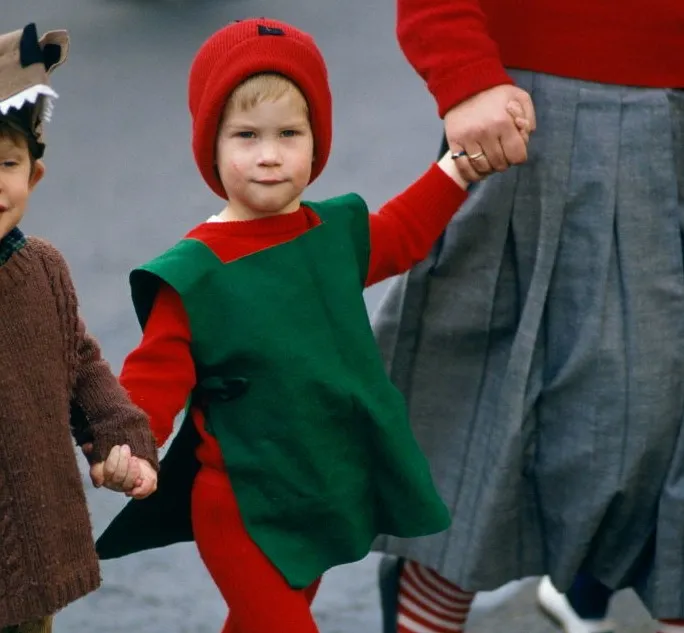 Prince Harry Dressed As A Red Goblin For The Christmas Play At School