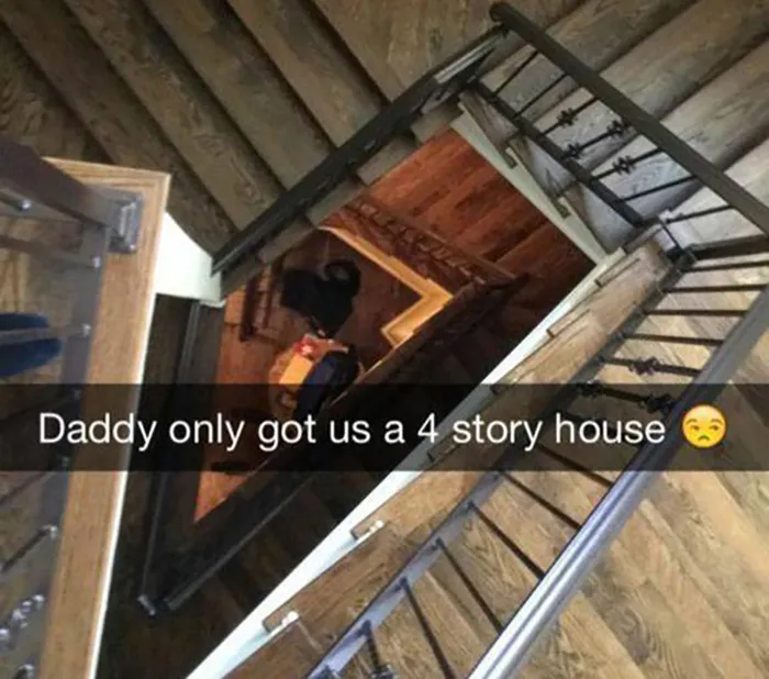 Snapchat user complains that their dad only bought a four-story house.