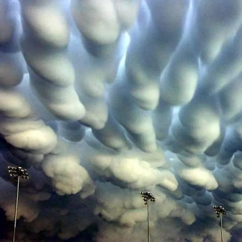 mammatus curved clouds following a tornado