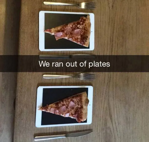 People eat pizza off of iPads and say 