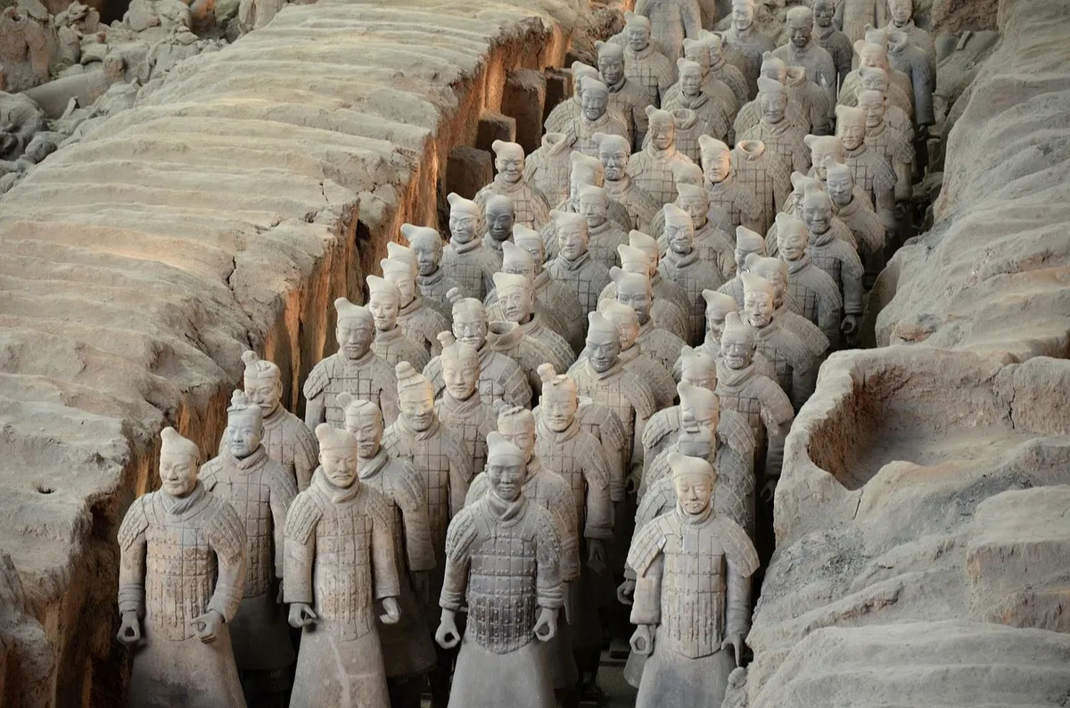 terracotta army statues unearthed in 1974 in China