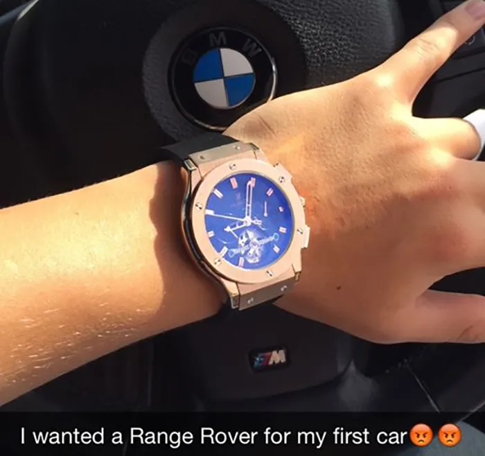 Snapchat user complains that they got a BMW instead of a Range Rover.