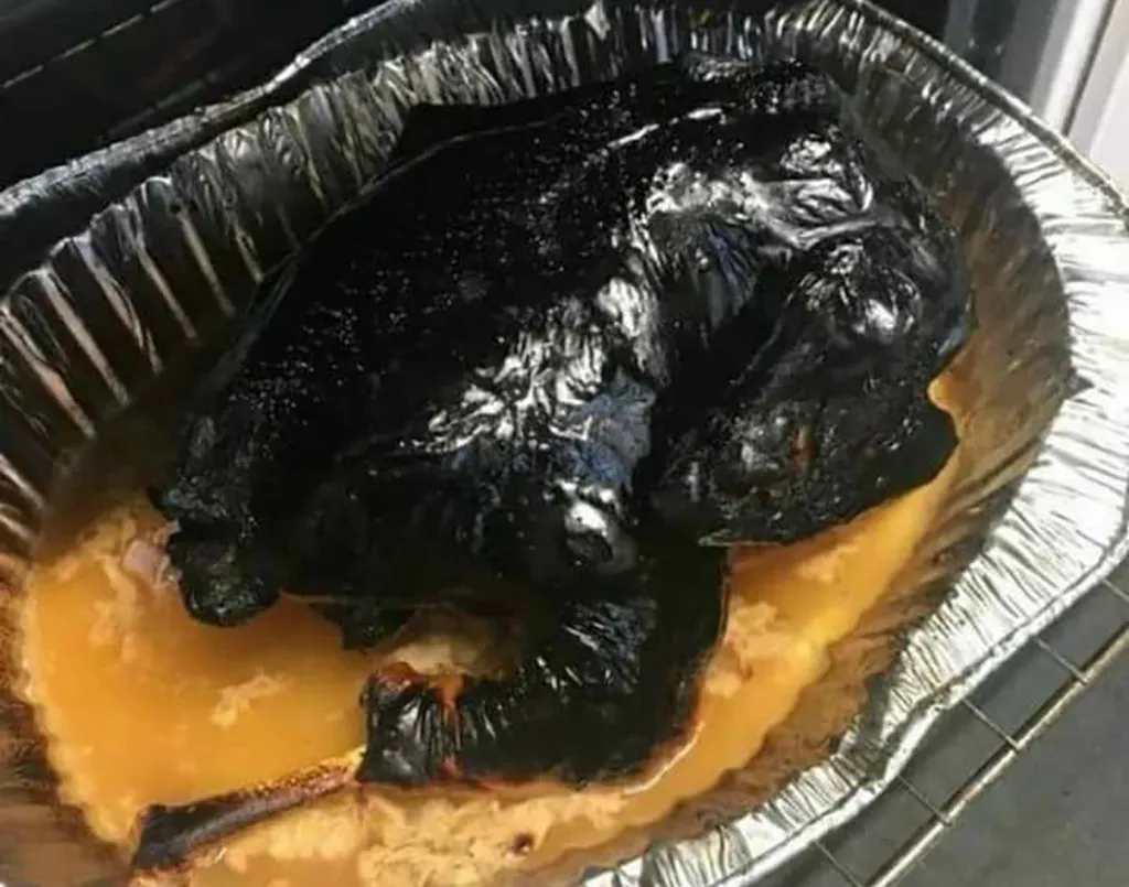 Burnt turkey in yellow sauce 