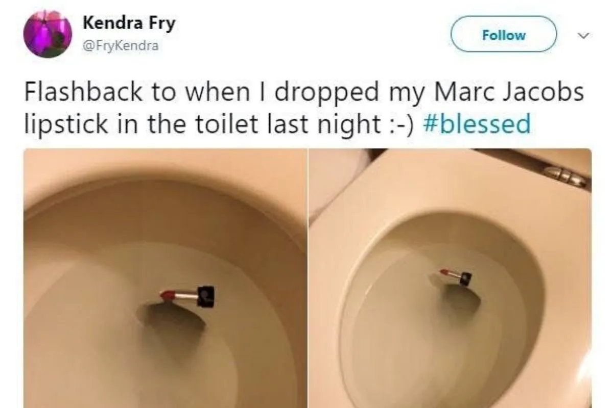 girl dropped marc jacobs lipstick in toilet