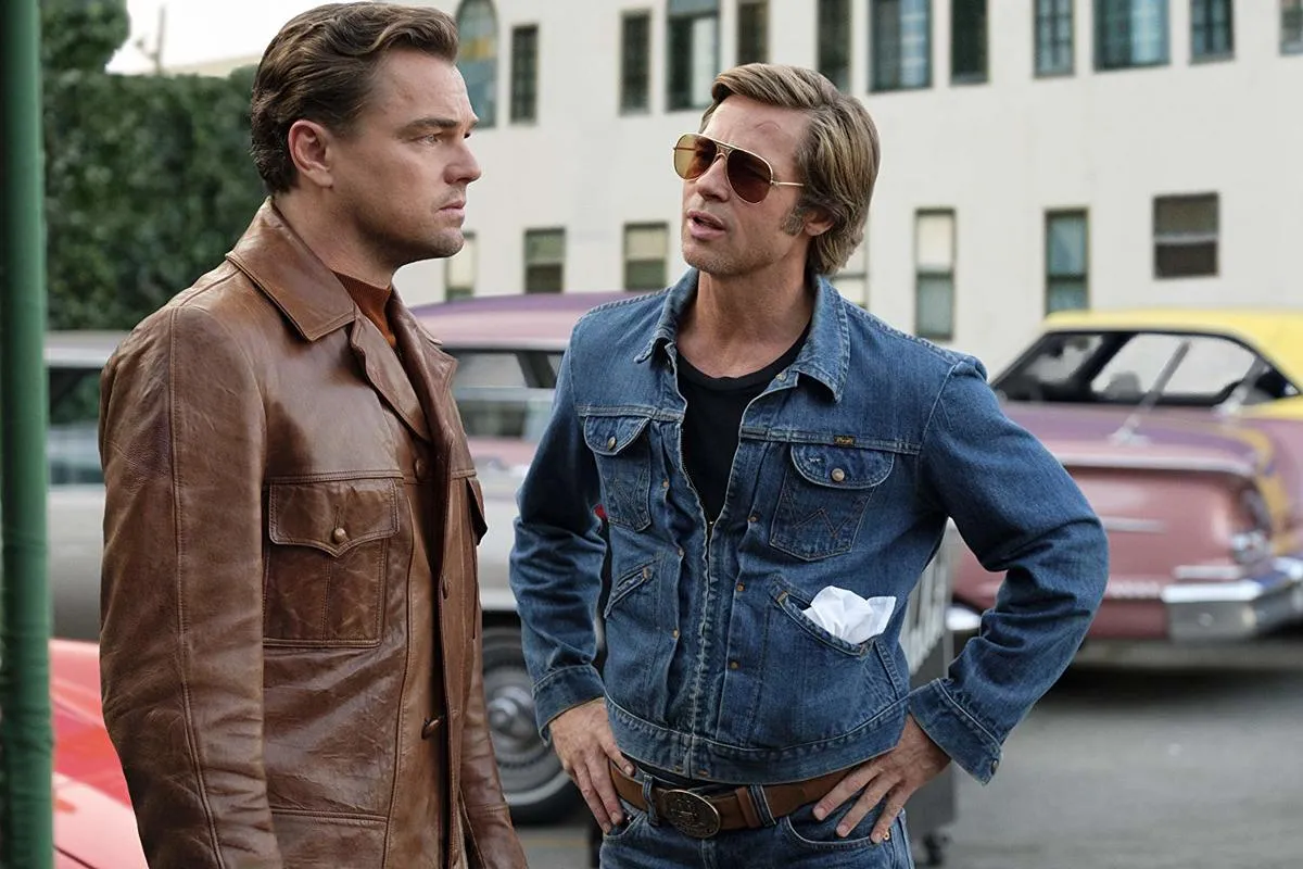 leonardo dicaprio and brad pitt in costume for once upon a time...in hollywood