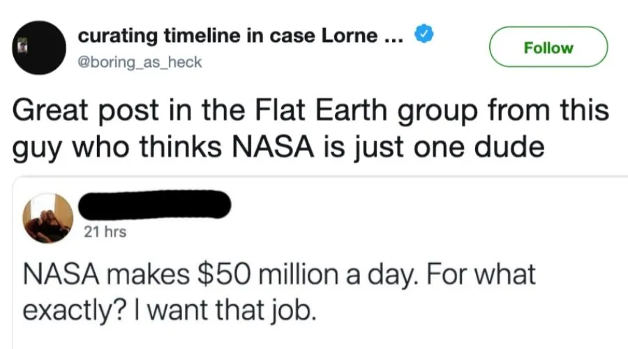 someone tweeted about thinking that NASA is one person