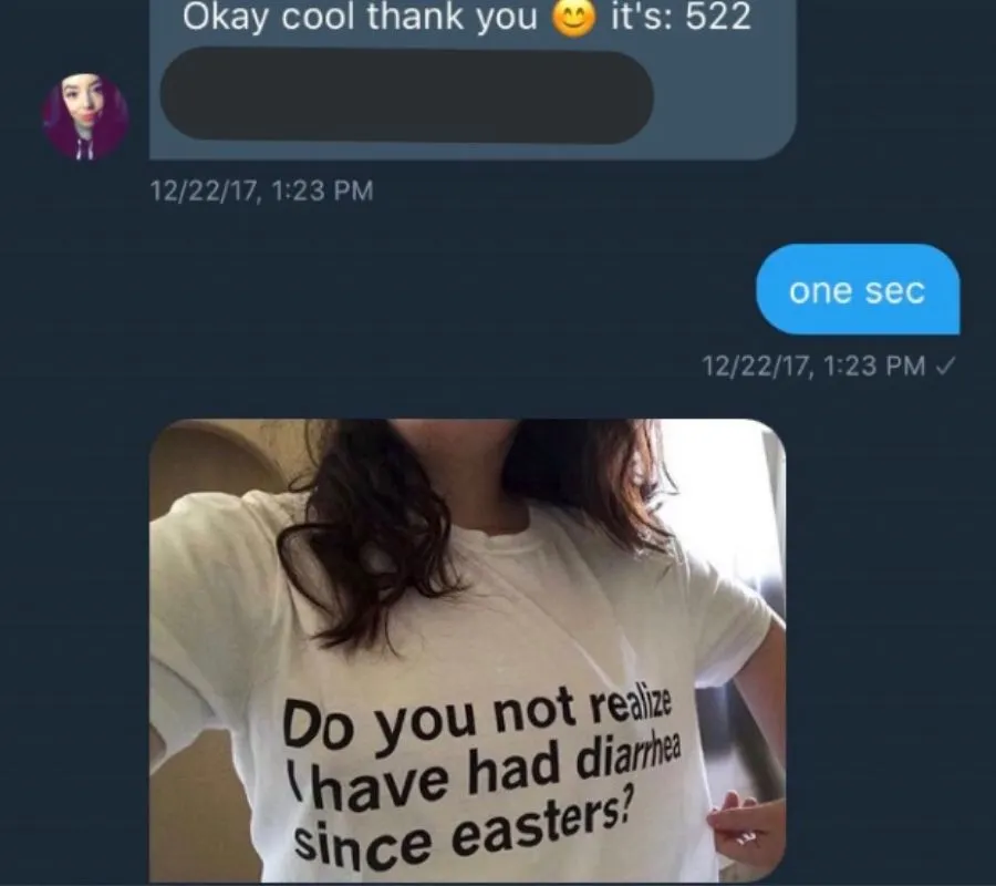 someone won a giveaway not realizing it was a tshirt about diarrhea