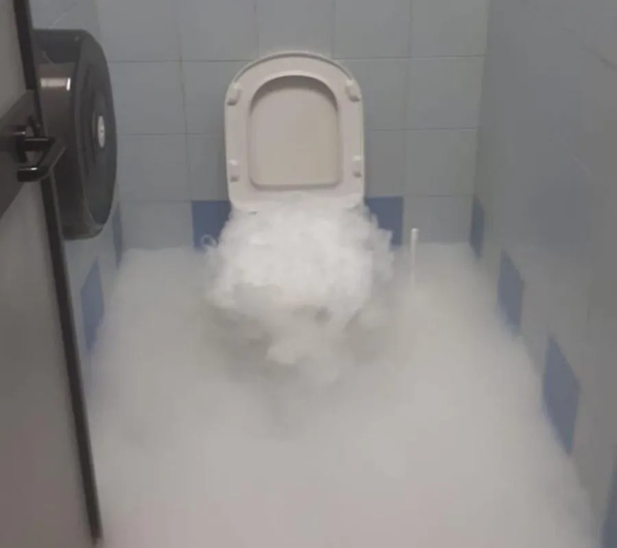 someone put dry ice in a toilet 