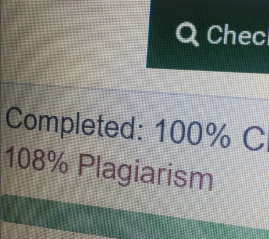 a program says someone's paper is 108% plagiarized 
