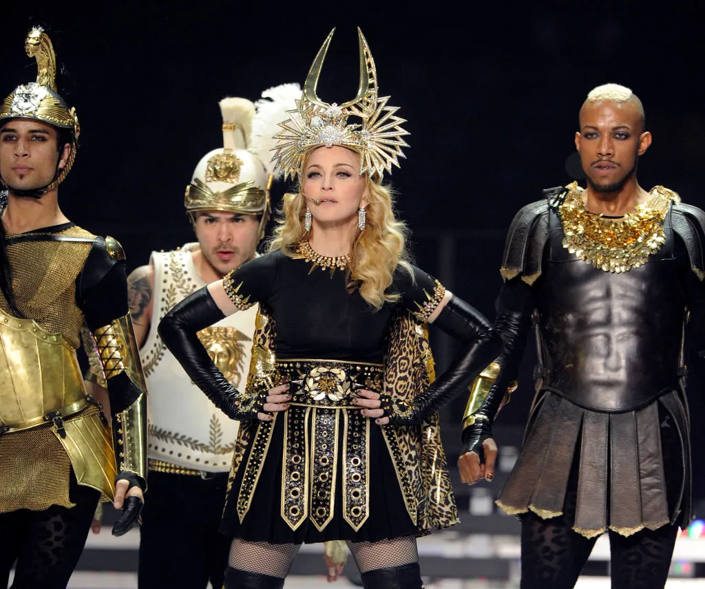 Madonna performs at the Super Bowl.