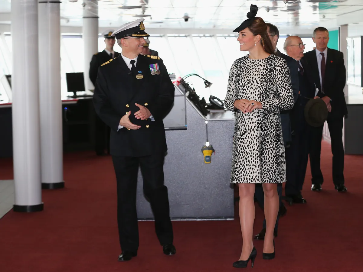Captain Tony Draper gives Catherine, Duchess of Cambridge a tour on board the Princess Cruises ship.