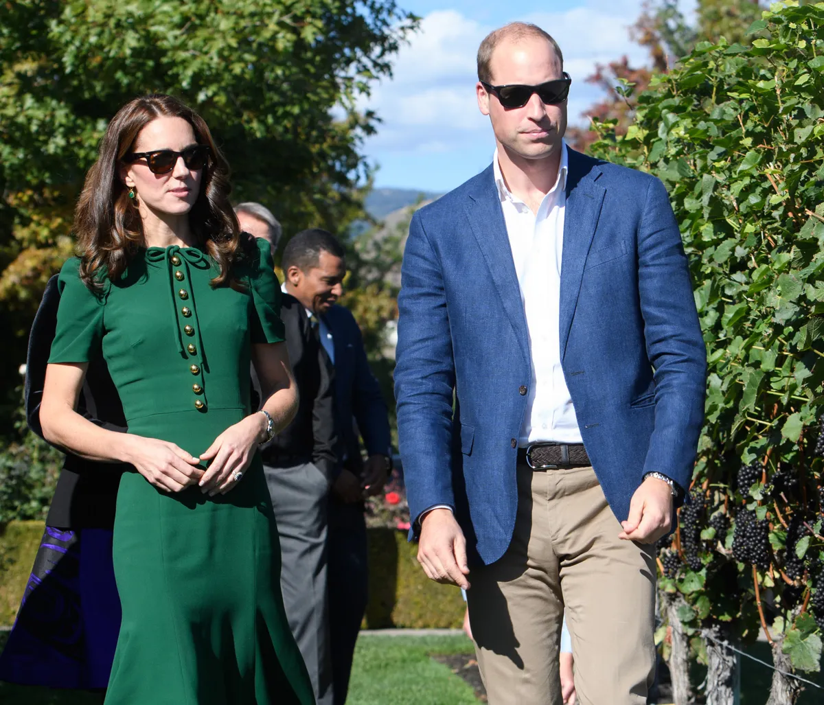 Prince William and Duchess Kate walk through Mission Hill Winery in Canada.