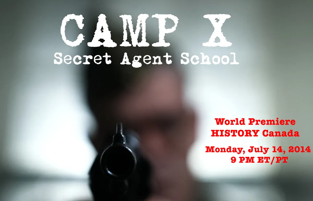 A spy in training is blurred in the background of a cover photo of Camp X.