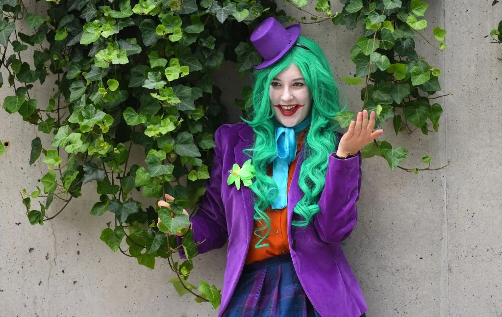 a woman dressed as the joker from batman
