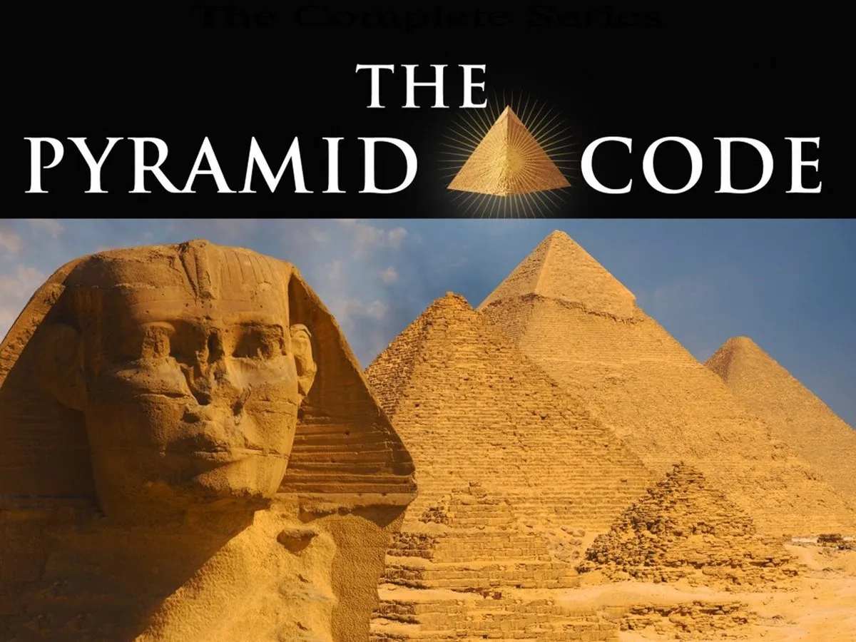 A title screen for The Pyramid Code shows the sphinx and Egyptian pyramids.