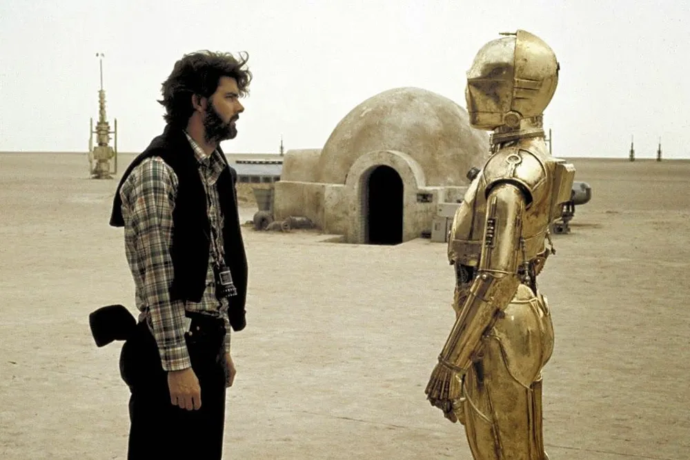 George Lucas And C-3PO In A Stare Down