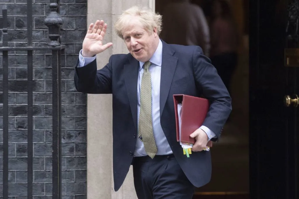 British Prime Minister Boris Johnson leaving Number 10 at Downing Street, London