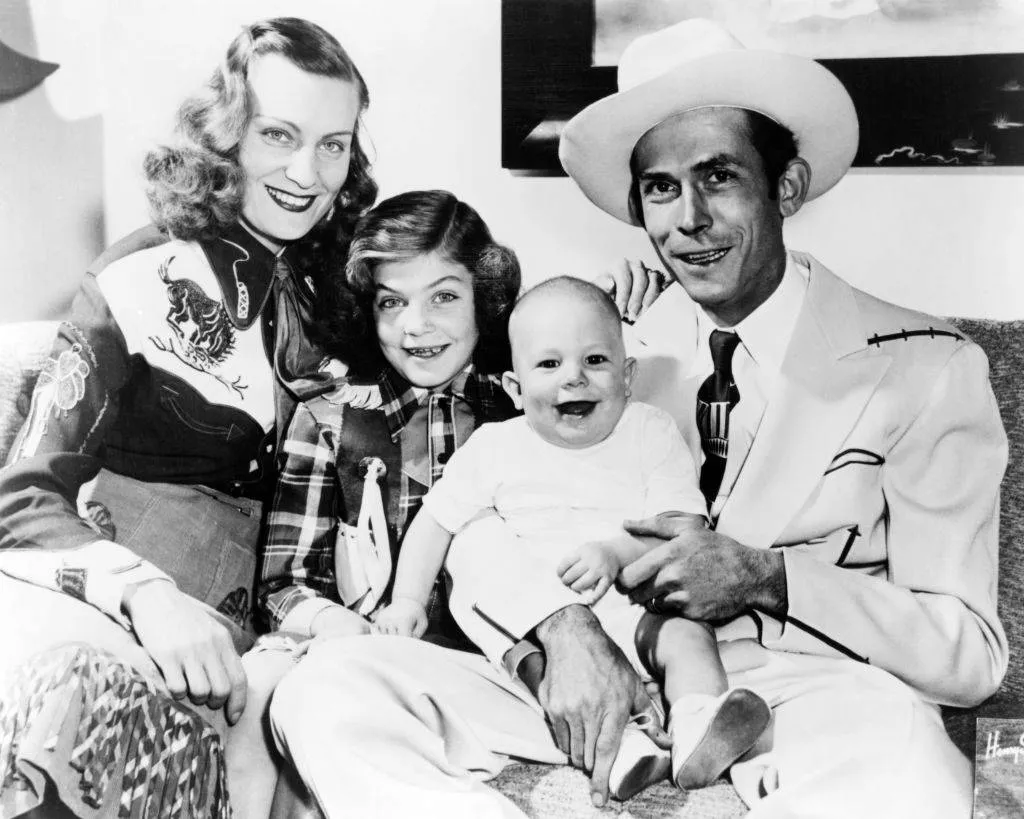American country singer-songwriter Hank Williams (1923 - 1953) with his family, in Nashville Tennessee, 
