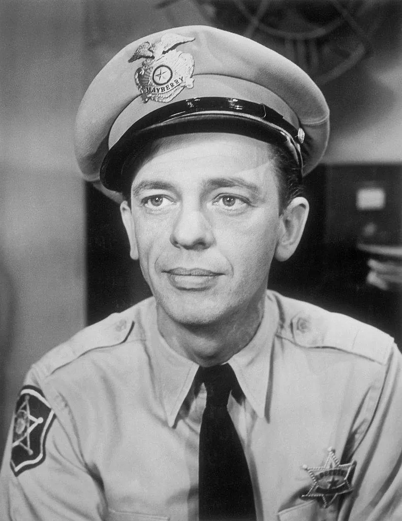 Actor Don Knotts in costume as deputy sheriff Barney Fife