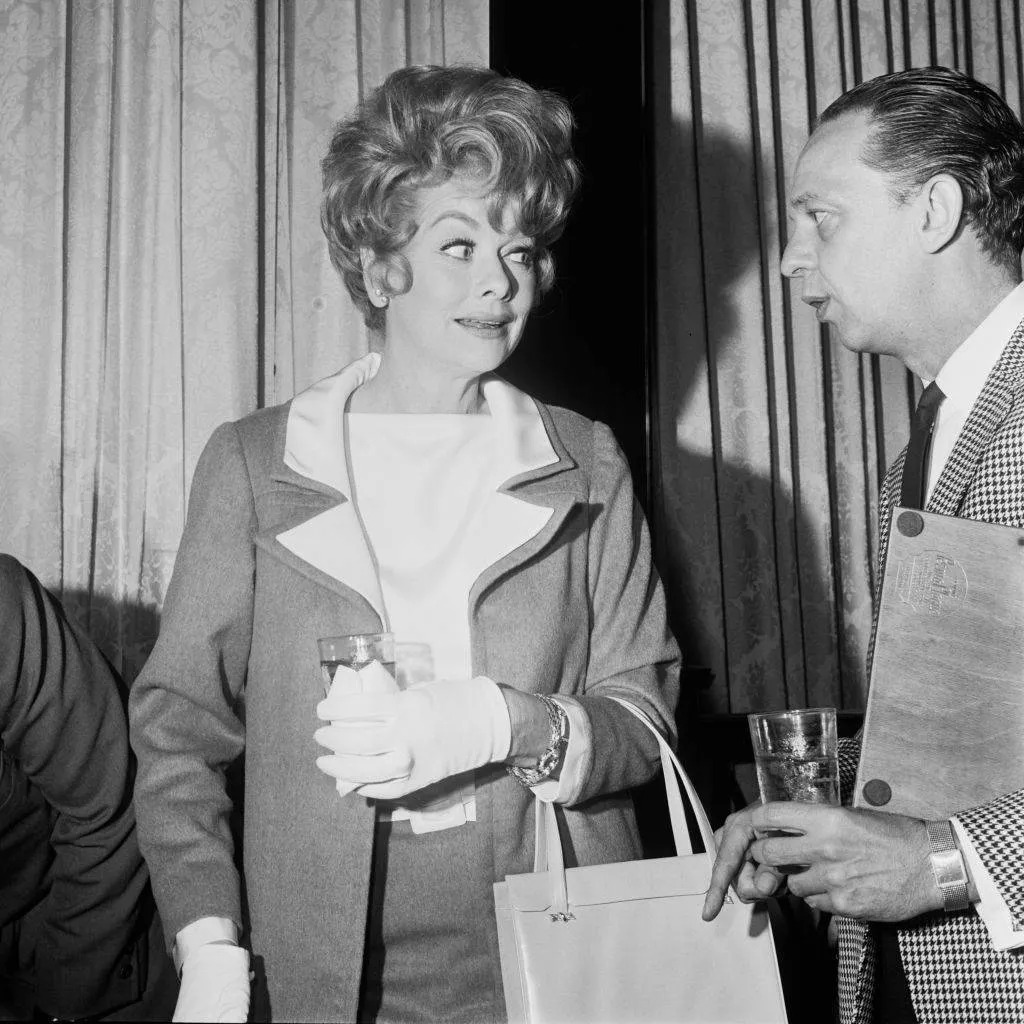 American actress and comedian Lucille Ball (1911 - 1989) with actor Don Knotts