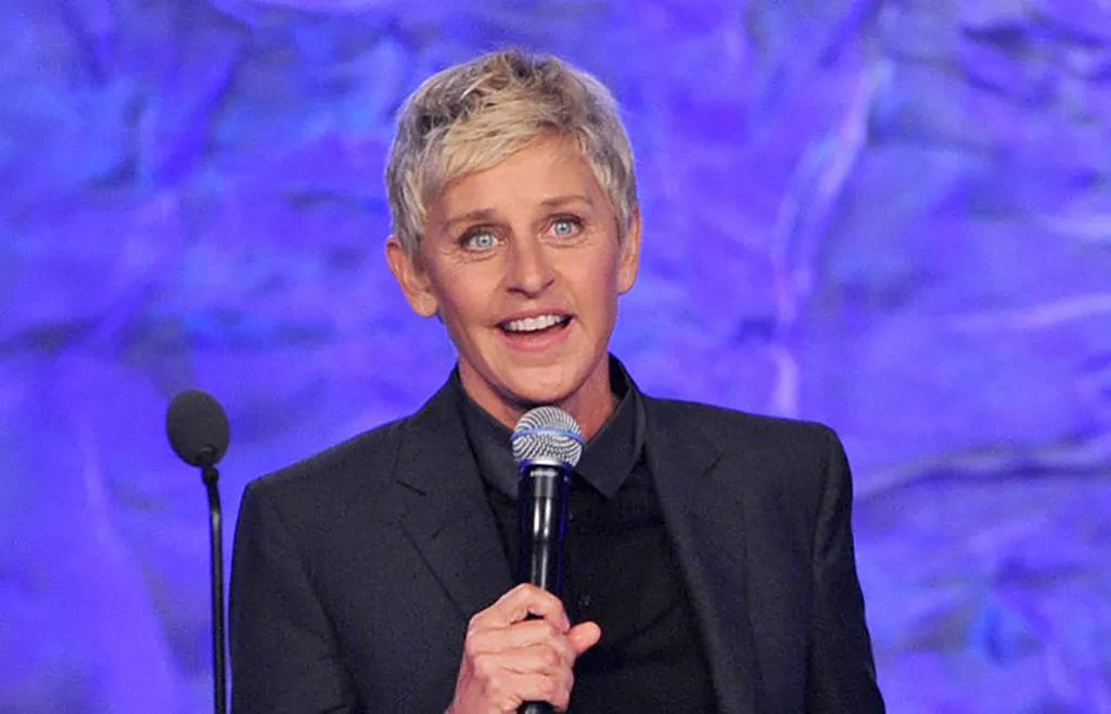 Ellen DeGeneres with microphone 