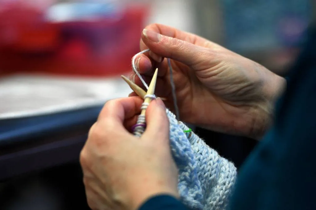 Person knitting 