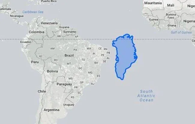 Greenland Looks Tiny Next To South America