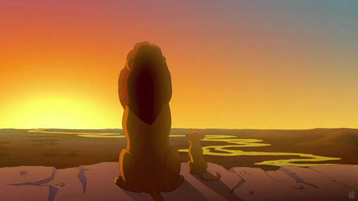 Simba Crawling Under Mufas's Paw In The Lion King
